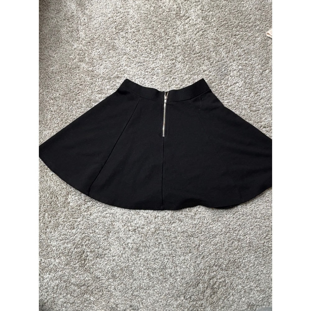 H&M Divided Black Skater Skirt High Waisted Mini A-Line Zip Back Size Small